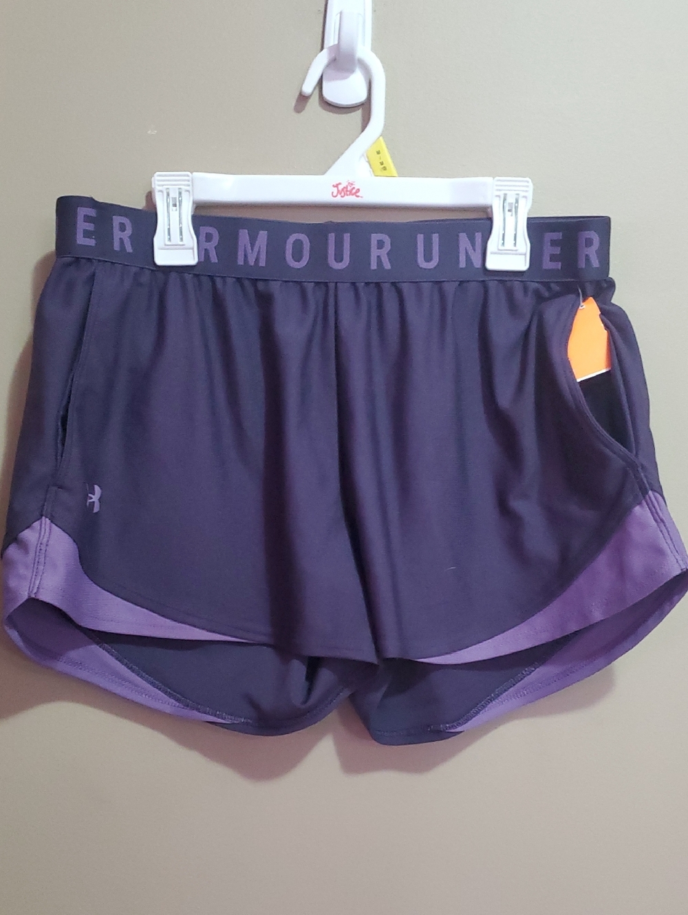 Under Armour Women's Dark Purple Layered Training Shorts Size Medium